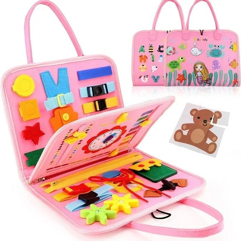 Montessori Felt Busy Board Quiet Book Sensory Activity Toy for Kids Travel