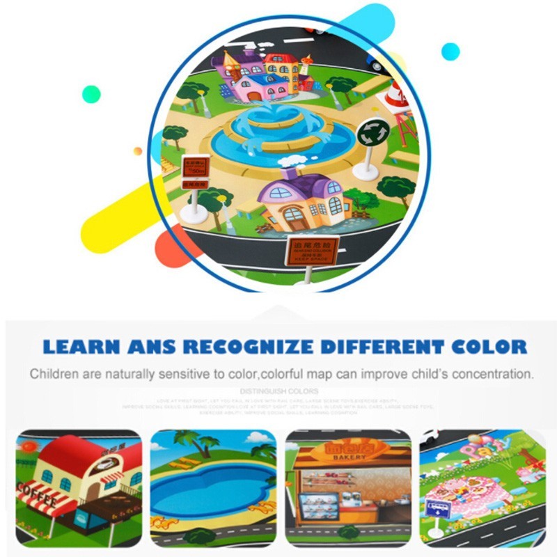 City Map Car Road Model Mat Game Pad For Educational Interactive Children