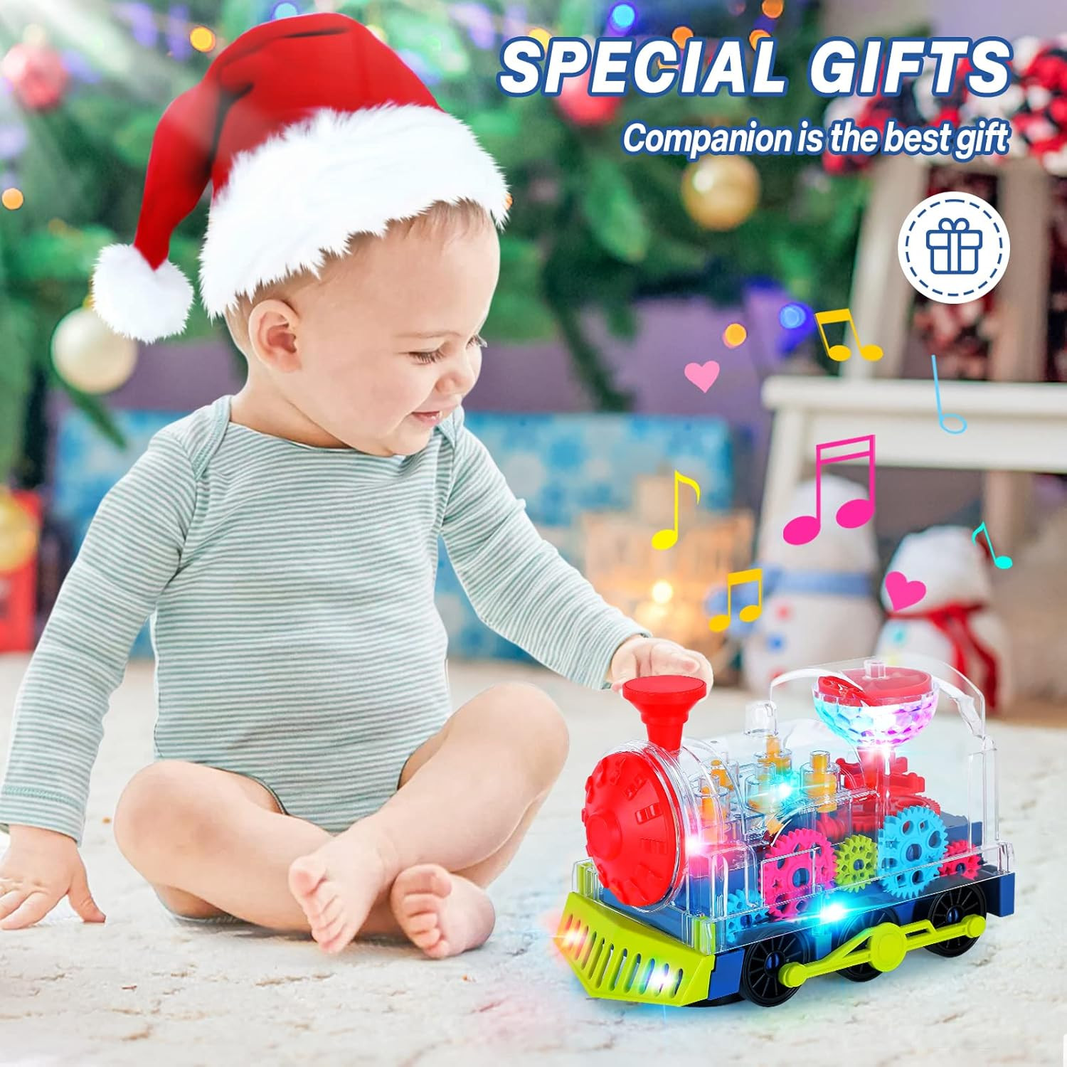 Light up Train Toys for Toddler,Interactive Autism Sensory Toys with Colorful Mo