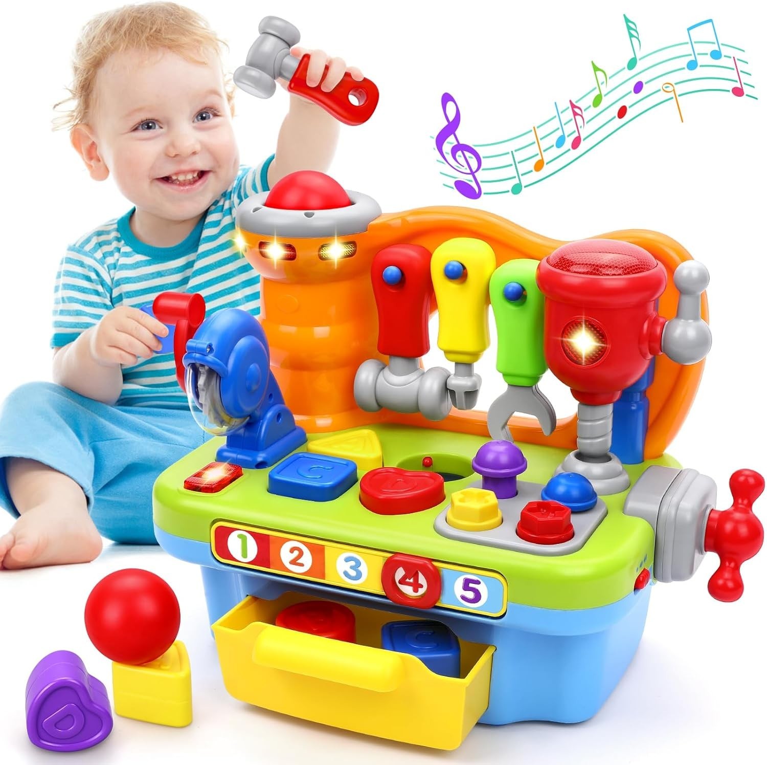 Toys for 1 Old Boy, Musical Toddler Tool Bench, Montessori Educational Toys …