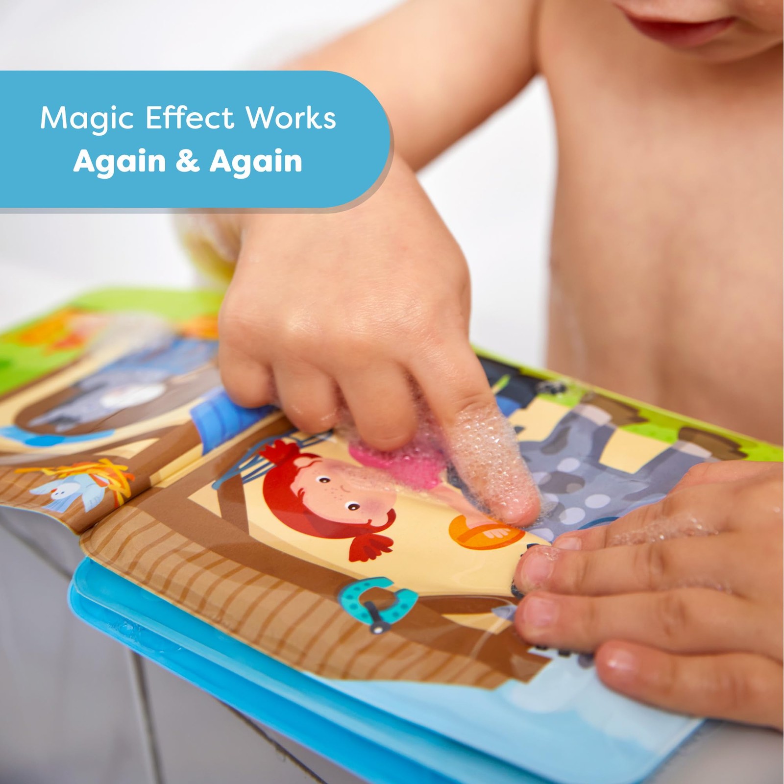 HABA Magic Color Changing Bath Book: Animal Wash Day, 5.75″ x 5.75″, Grey