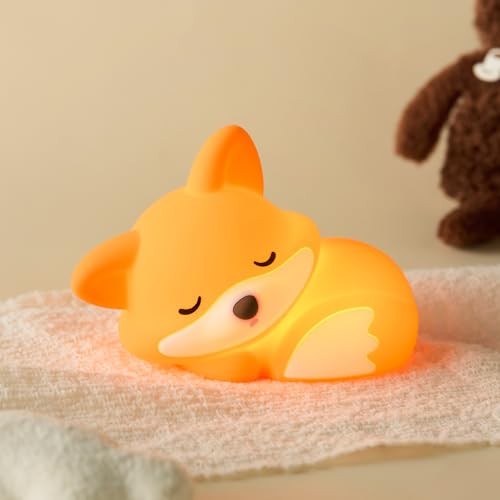 Night Light, LED Squishy Novelty Animal Lamp, Food Grade Silicone, 2 Level Fox