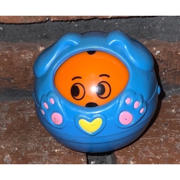 Vintage 1994 Fisher Price Roll-a-Round Blue Dog Spinning Face Ball Sensory toy