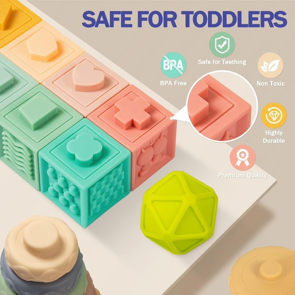 Baby Toys 6-12 , Montessori Toy for Babies 6-12 , Incl Stacking Building Bloc…