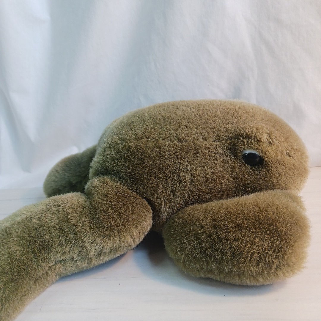 Croaking Rattle Frog Plush Toy 12″ Olive Green/ Beige Soothing Soft Chunky