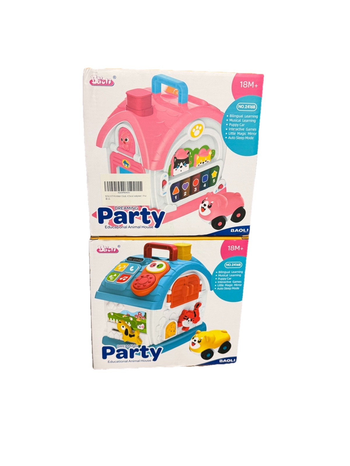 Baoli Educational Animal House Activity Toy 18M+ Musical Learning Blue Pink