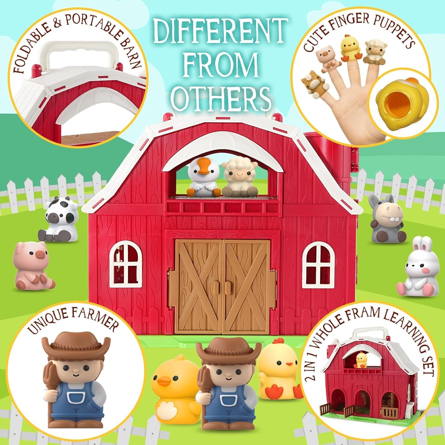 Toys for 1 2 3 Years Old Boys and Girls, Big Barn Toy with Farm Animal