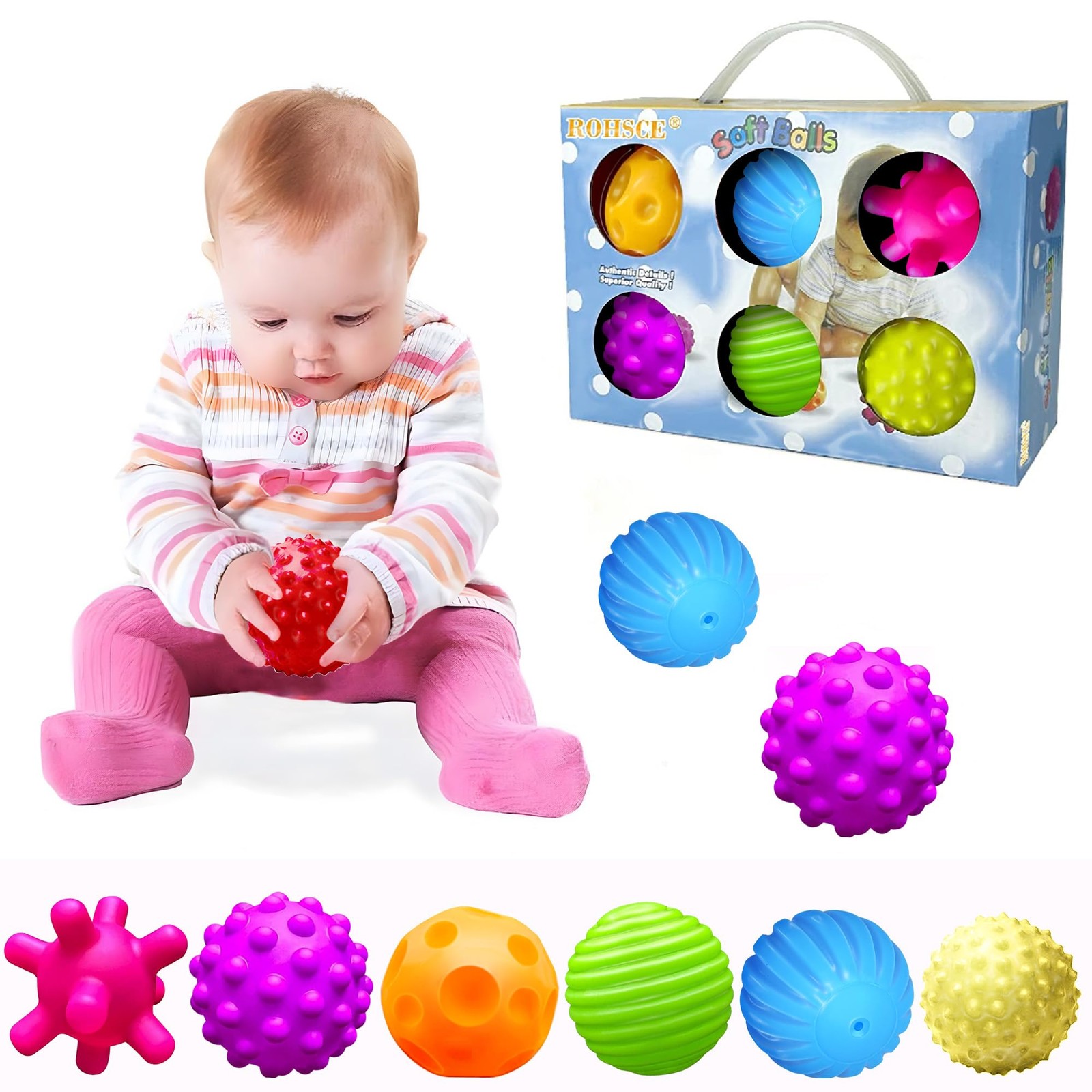 Multicolor Sensory Balls Baby Toys Tactile Development Teething and Fun