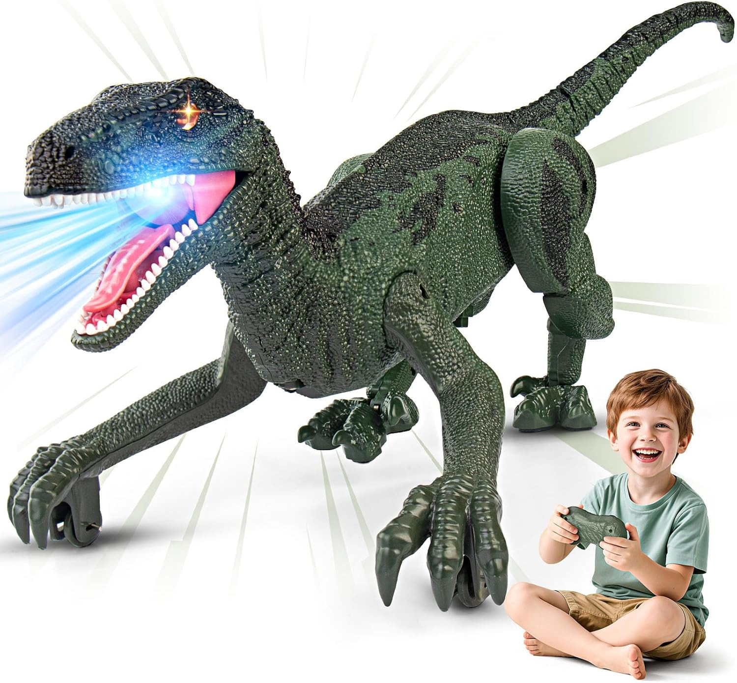 Walking T-Rex Dinosaur Remote Control RC Toys For Kid Action Figure LED Light Up