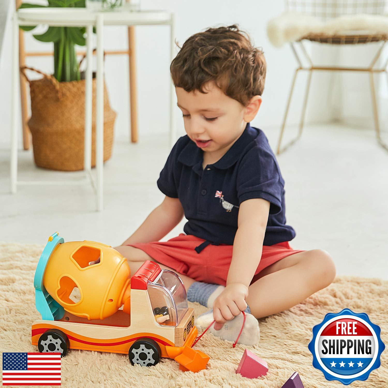 TOP BRIGHT Wooden Shape Sorter Toys for Toddlers Learning Sort and Match for