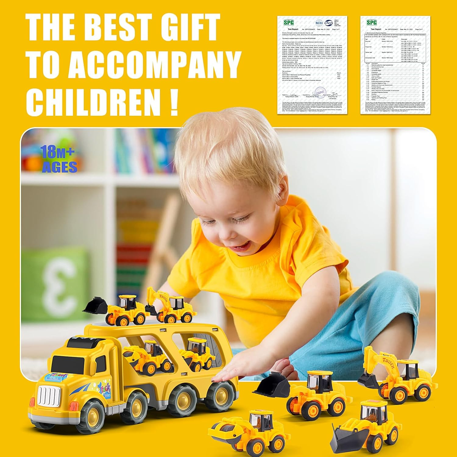 Construction Truck Toys for Boys Girls Age 3 4 5 6 Years Old，Carrier Transport T
