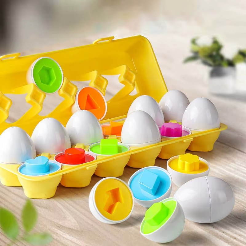 12PCS Matching Eggs Toy Color & Shape Sorting Puzzle Montessori Educational Lear