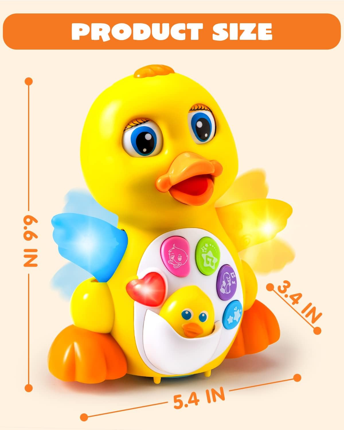 Baby Toys Duck, Infant Dancing Crawling Musical Toys 18+ Months, Tummy Time Ligh