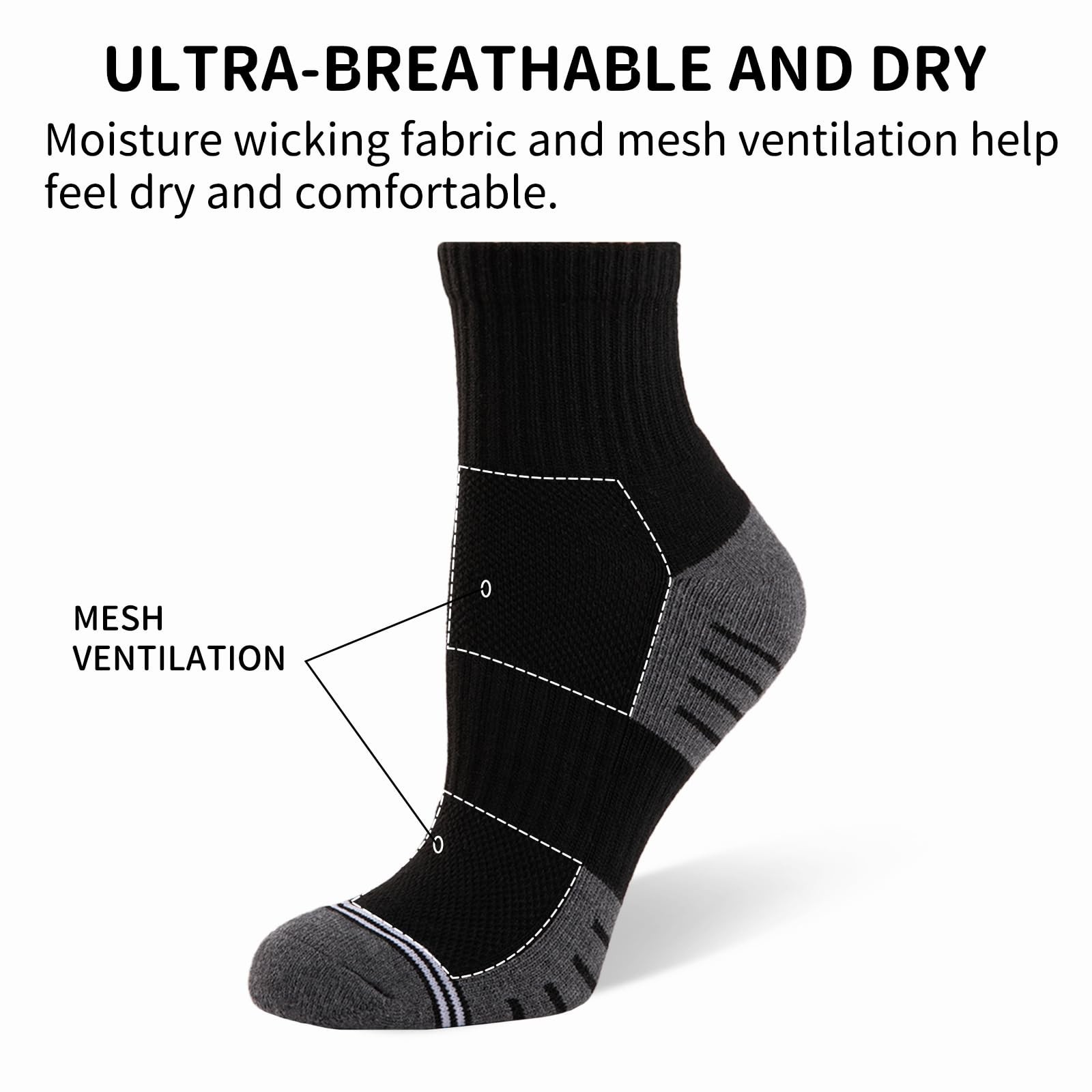 COOVAN Mens Athletic Ankle Socks 8 Pairs Cushioned Quarter Mini Crew Calf Run…