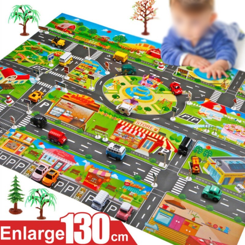 City Map Car Road Model Mat Game Pad For Educational Interactive Children