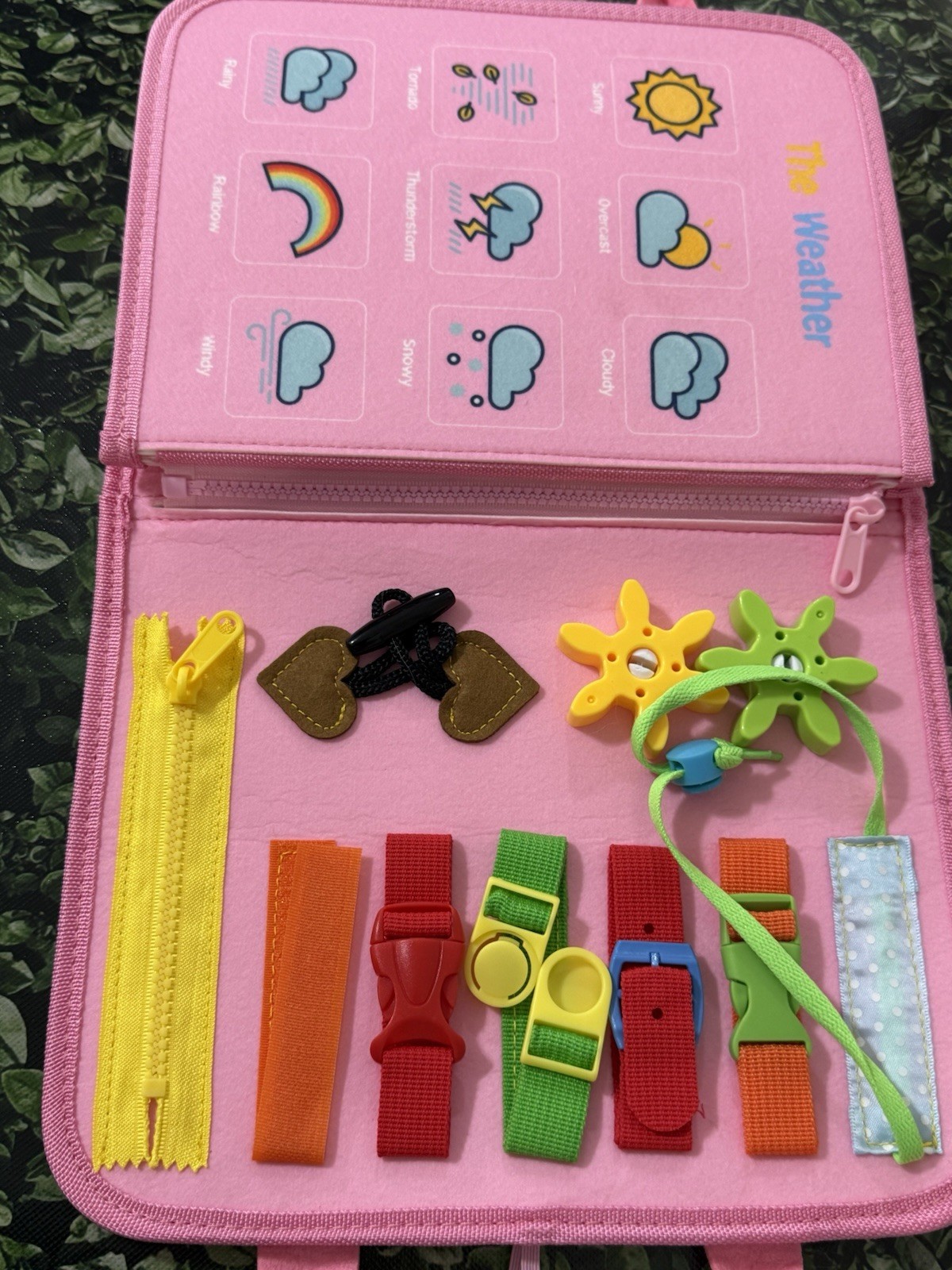 Hahaland Montessori Busy Board Toddler Toy Buckles Letters And More Soft Fabric