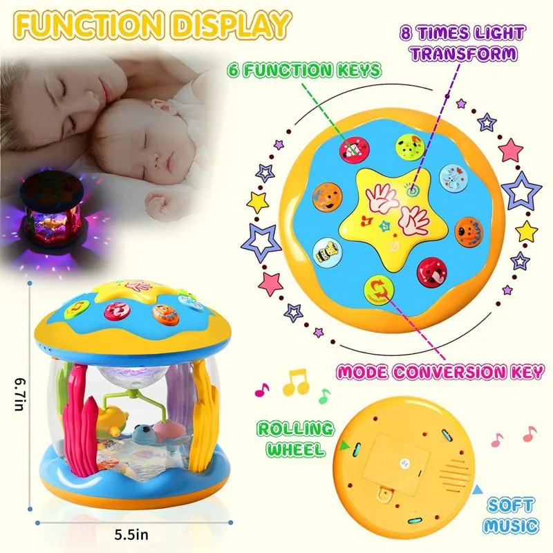 Random 1pc Kids Hand Drum Lighting Multi-functional Projection