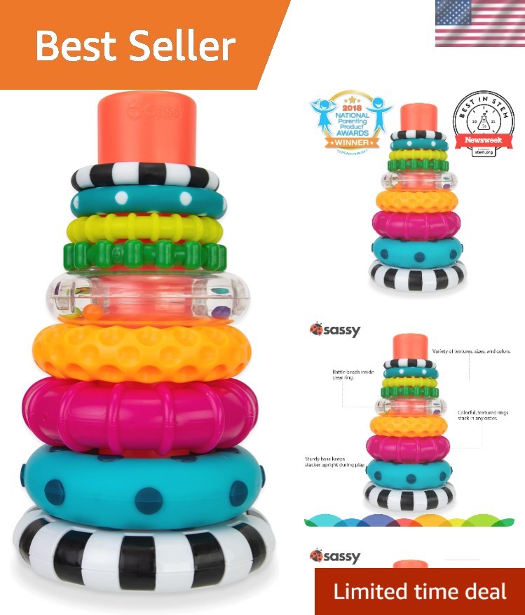 Vibrant 9-Piece Stacking Ring Set – Non-Toxic STEM Toy for Infants 6-24