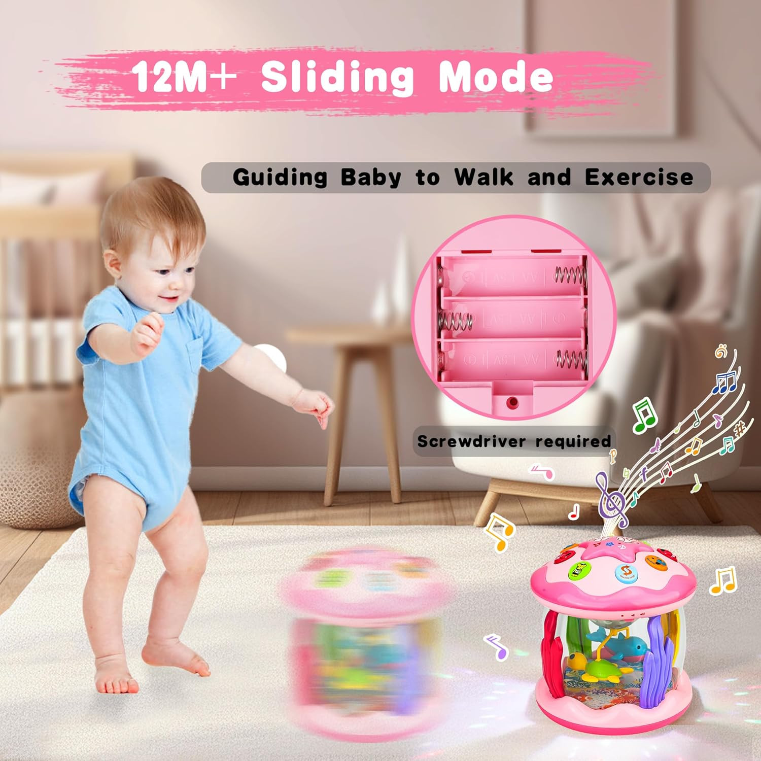 Baby Girl Toys 6-12 Months: Babies Ocean Rotating Light up Musical Toys 12-18 Mo