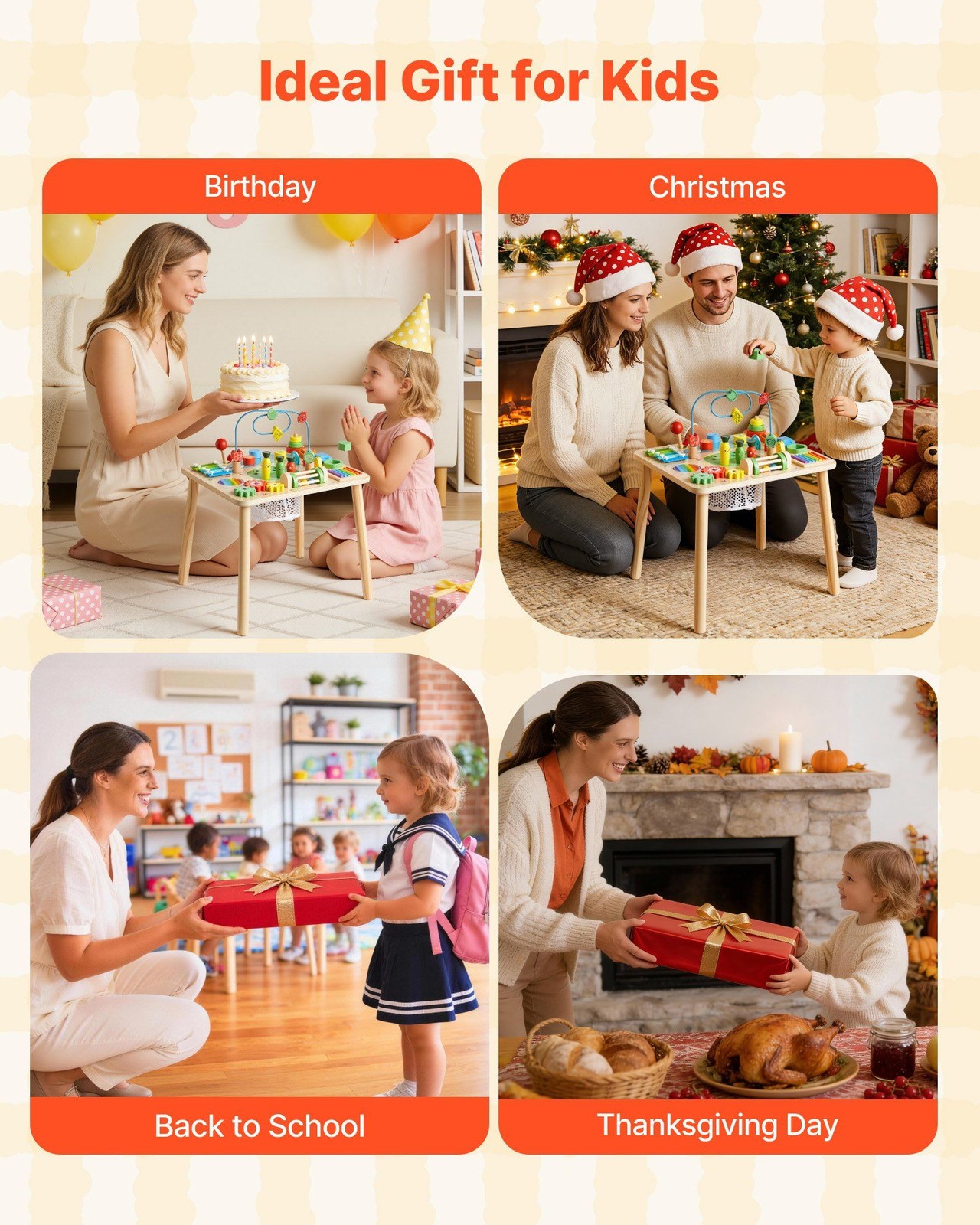 13in1 Wooden Activity Montessori Table for Ages 1-3 Years Toddlers