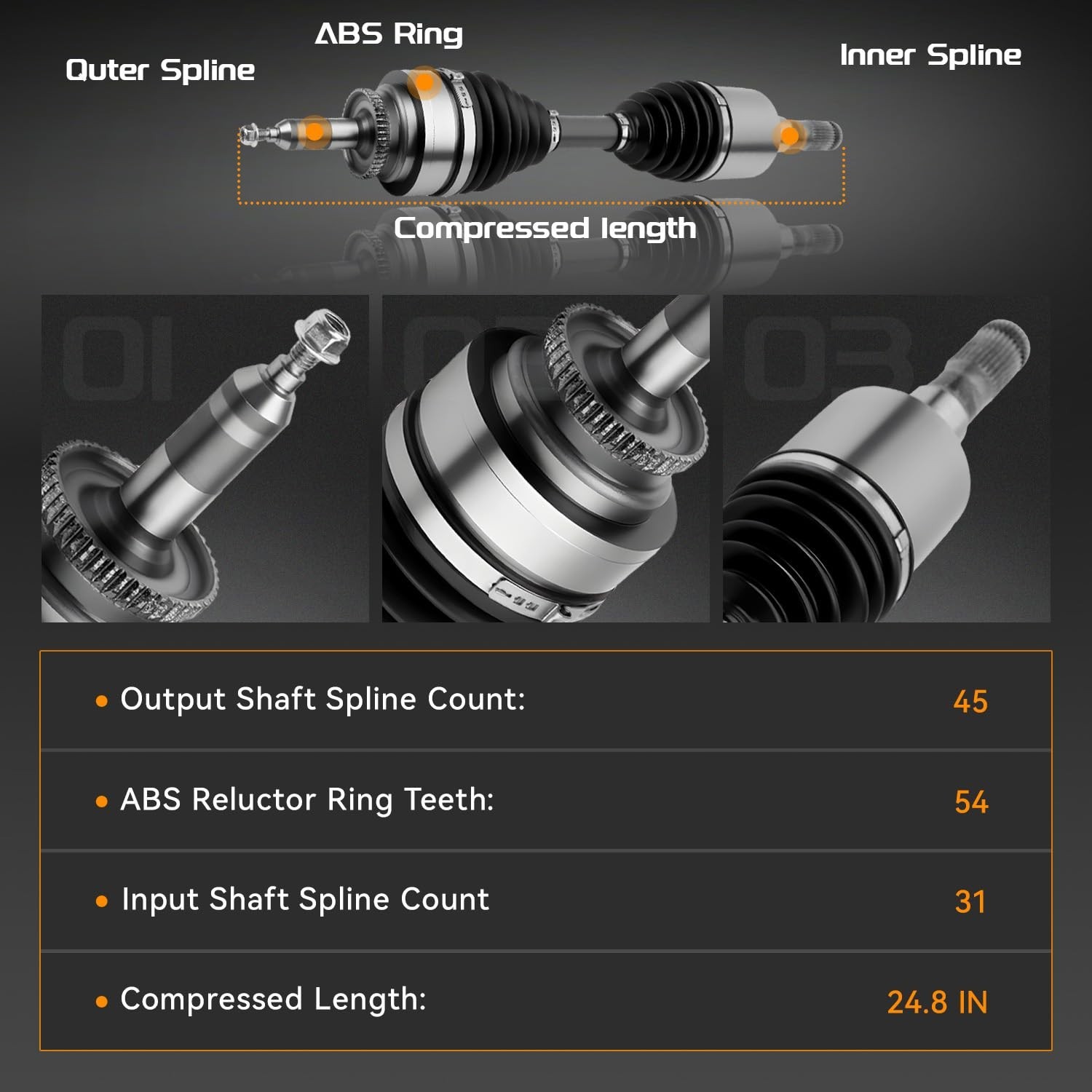Front Left CV Axle Shaft Assembly Compatible with Ford F-150 2009-2014, Exped…