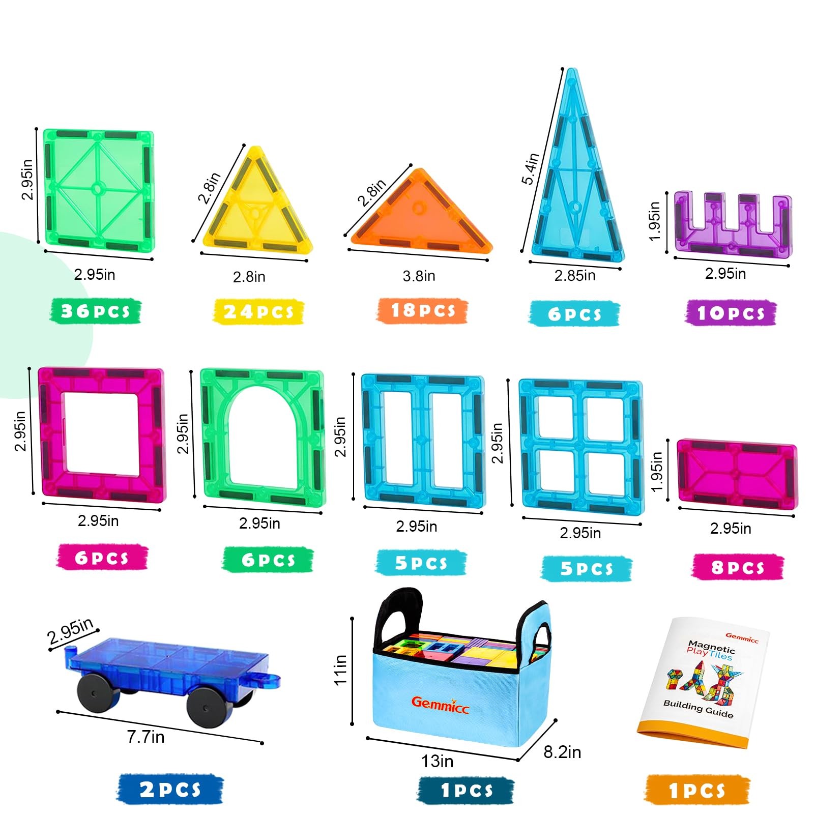 Magnetic Tiles, 126 PCS + Storage Case, STEM Building Blocks Magnet Toys for …