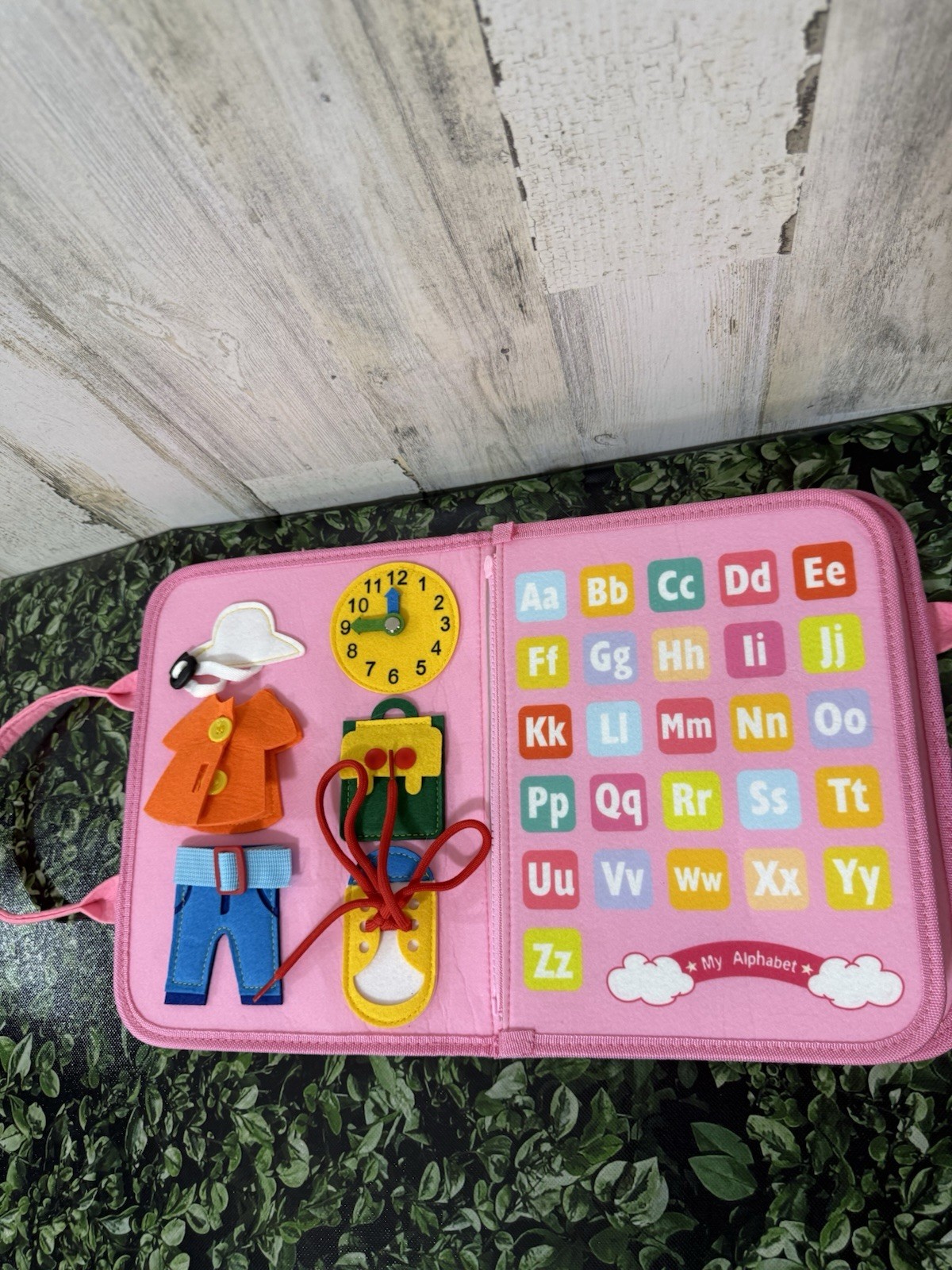 Hahaland Montessori Busy Board Toddler Toy Buckles Letters And More Soft Fabric