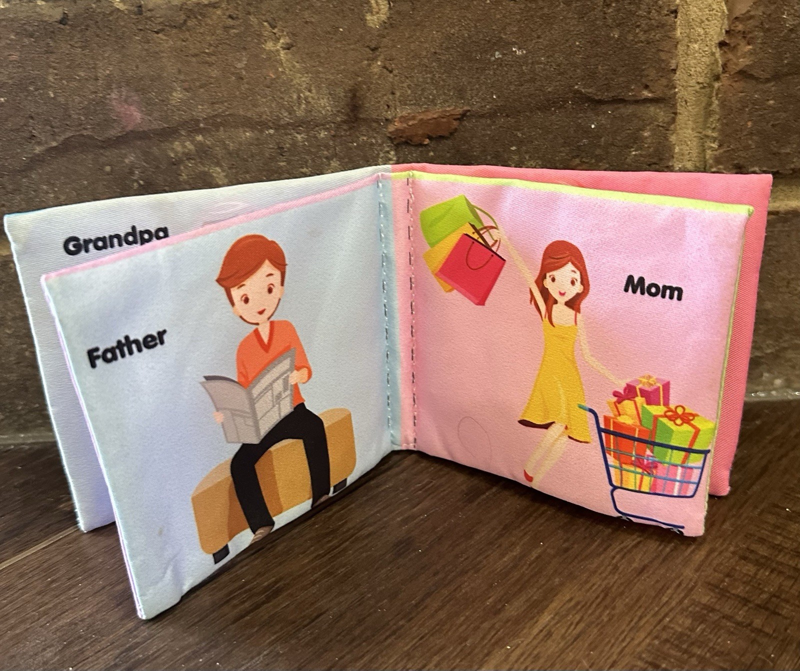 Baby Toddler Fabric Books Sensory Crinkly Family Food 2 Books