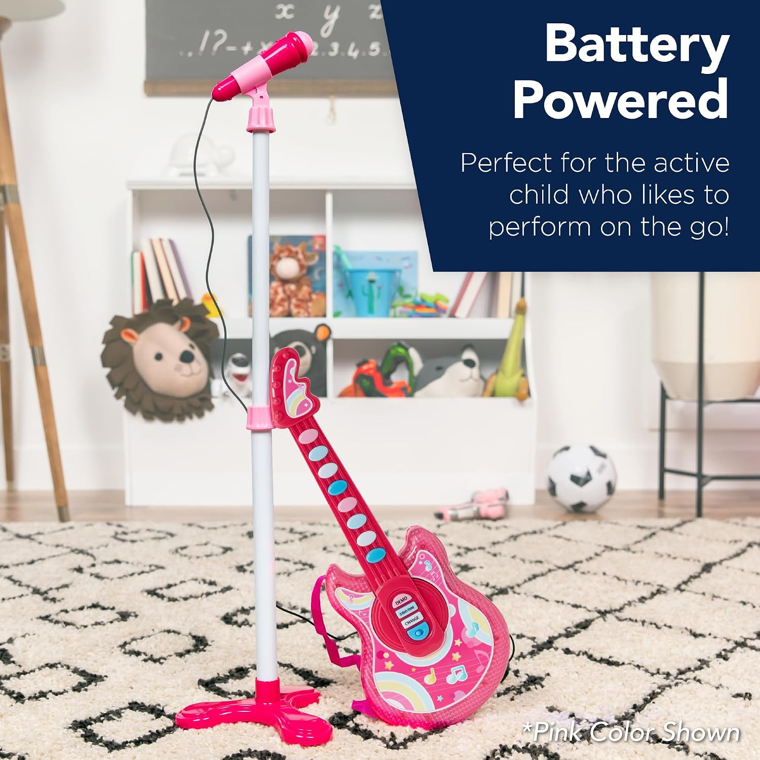 19In Kids Toy Guitar, Pretend Play Musical Instrument Toy for Toddlers W/Mic, St