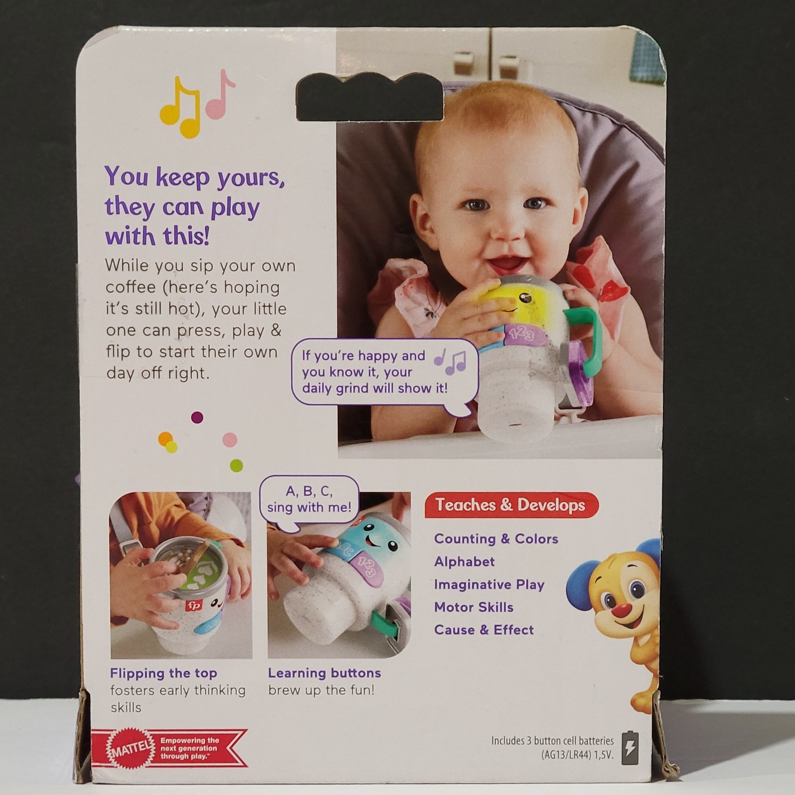 New Fisher-Price Laugh & Learn Wake Up & Learn Coffee Mug | 6-36 Months | Toy |