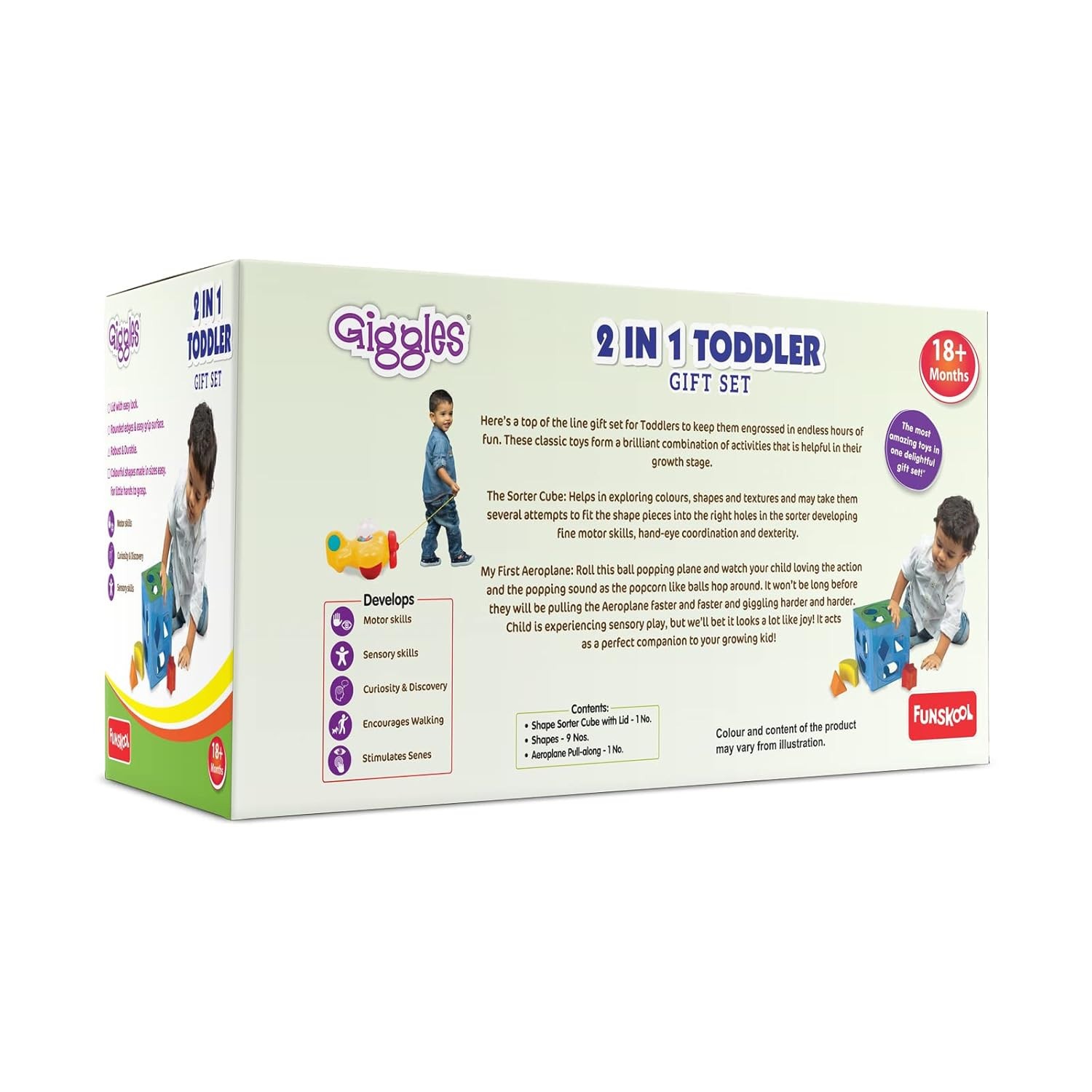 Giggles- 2 in 1 Toddler Multicolour Giftset Shape Sorting Cube 12+ Months