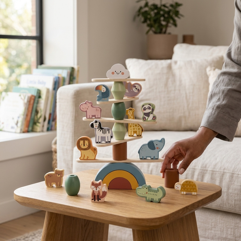 Wooden Animal Balancing Stacking Game for Kids Montessori Fine Motor Toy