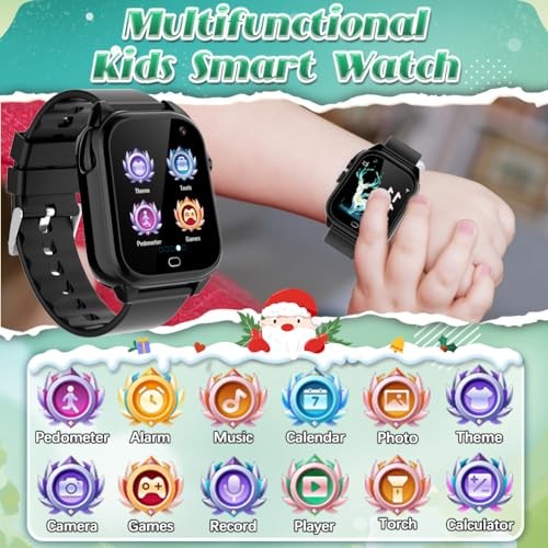 Kids Waterproof Smart Watch for Boys Girls Ages 3-12 Learning Toys with Black