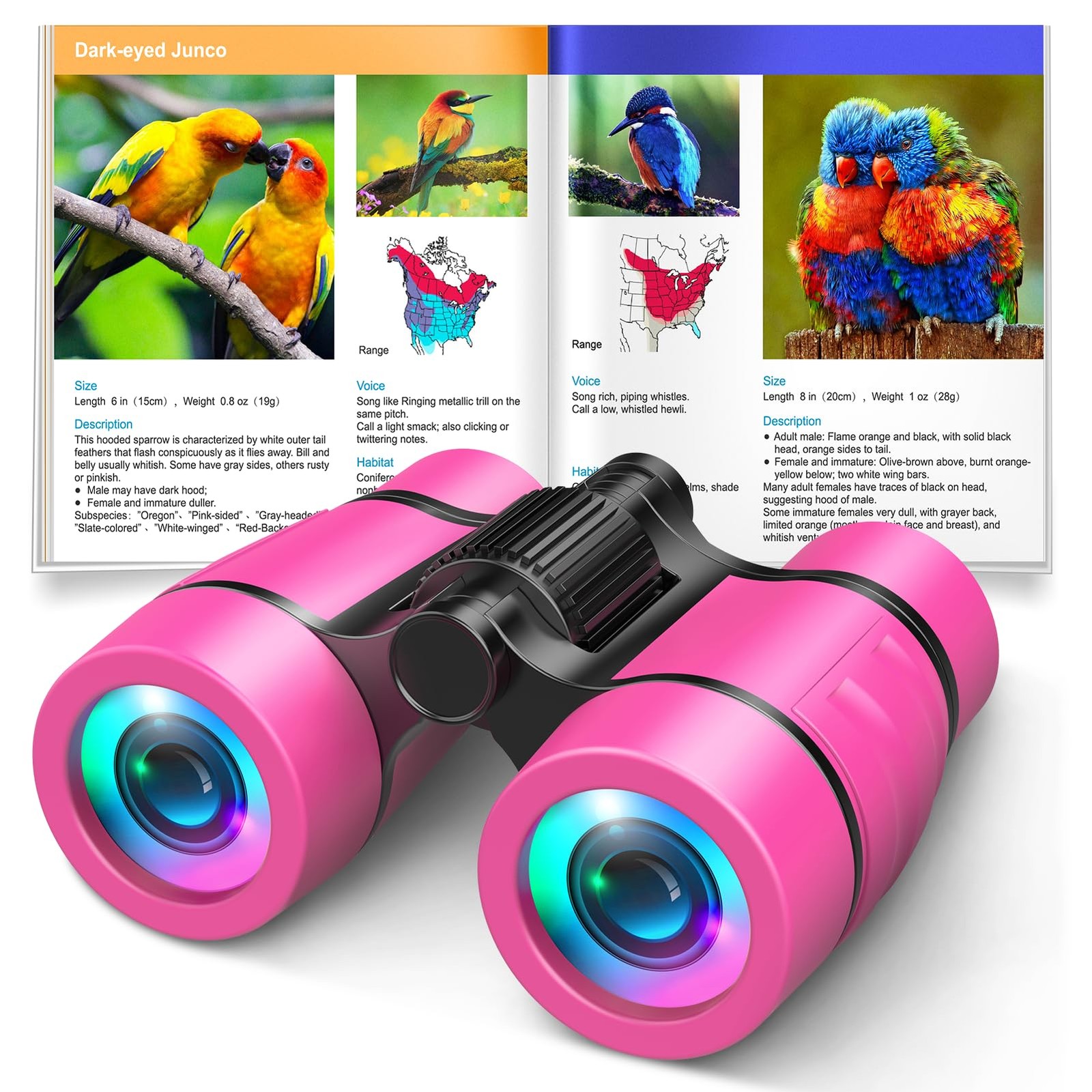 Toys for 3-7 Year Old Girls: LET’S GO! Binoculars Kids Bird 4×30, Pink