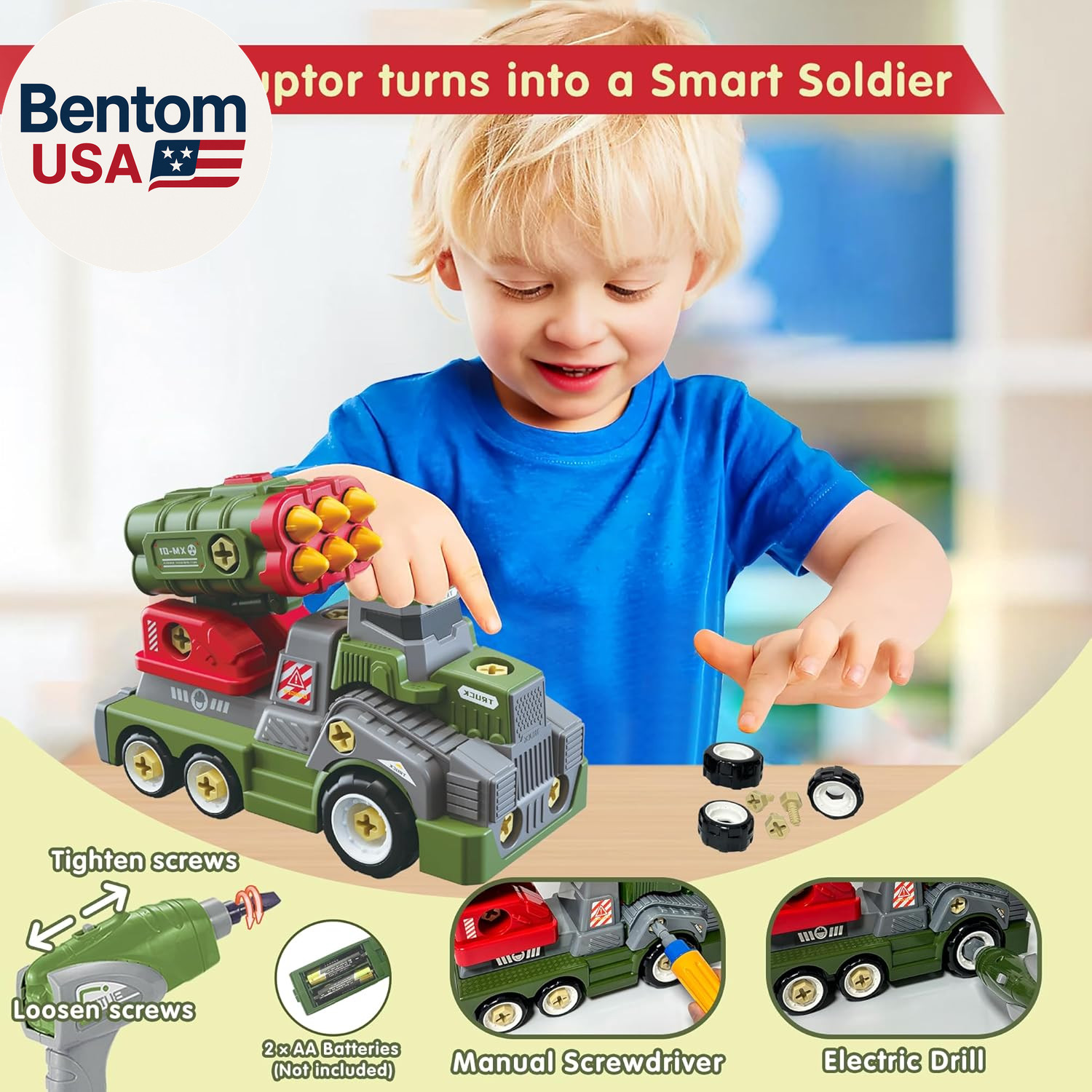 11Inches Large Take Apart Army Toys for Boys Girls Kids 3-5 6-8 Year Old Missile