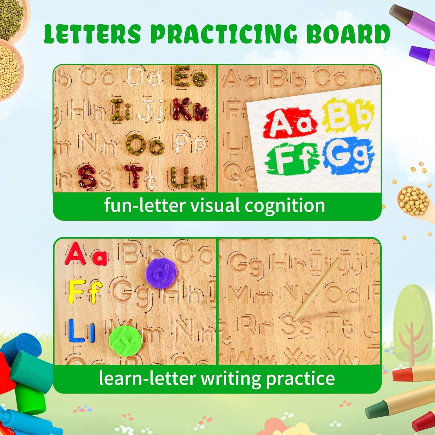 Montessori Wooden Alphabet Tracing Board – Educational Toy for Kids-Motor Skills