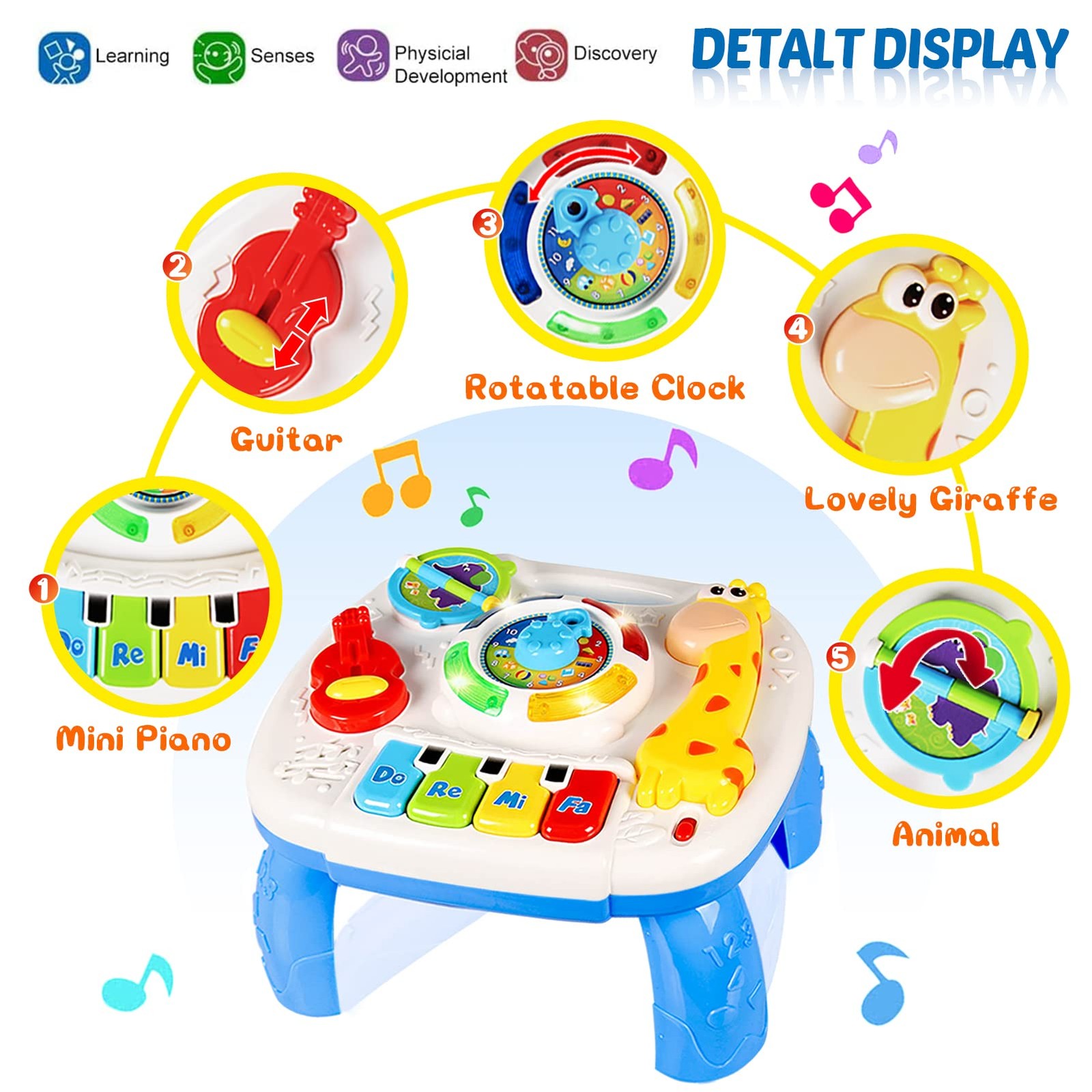 Baby Toys 6-12 Months, Musical Learning Table Toys for 1 2 3 Year Old Boys Gi…