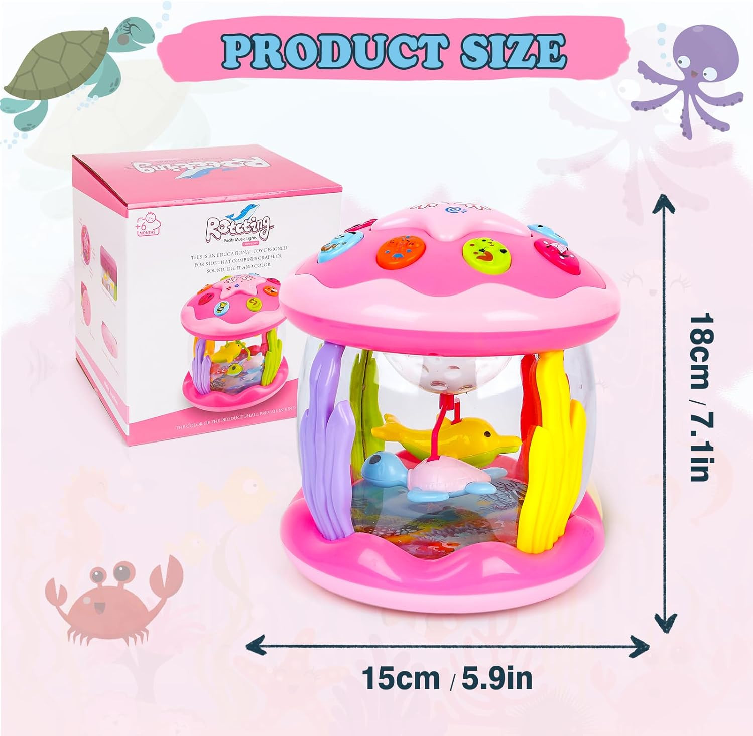 Baby Girl Toys 6-12 Months – Babies Ocean Rotating Projector Light up Musical To