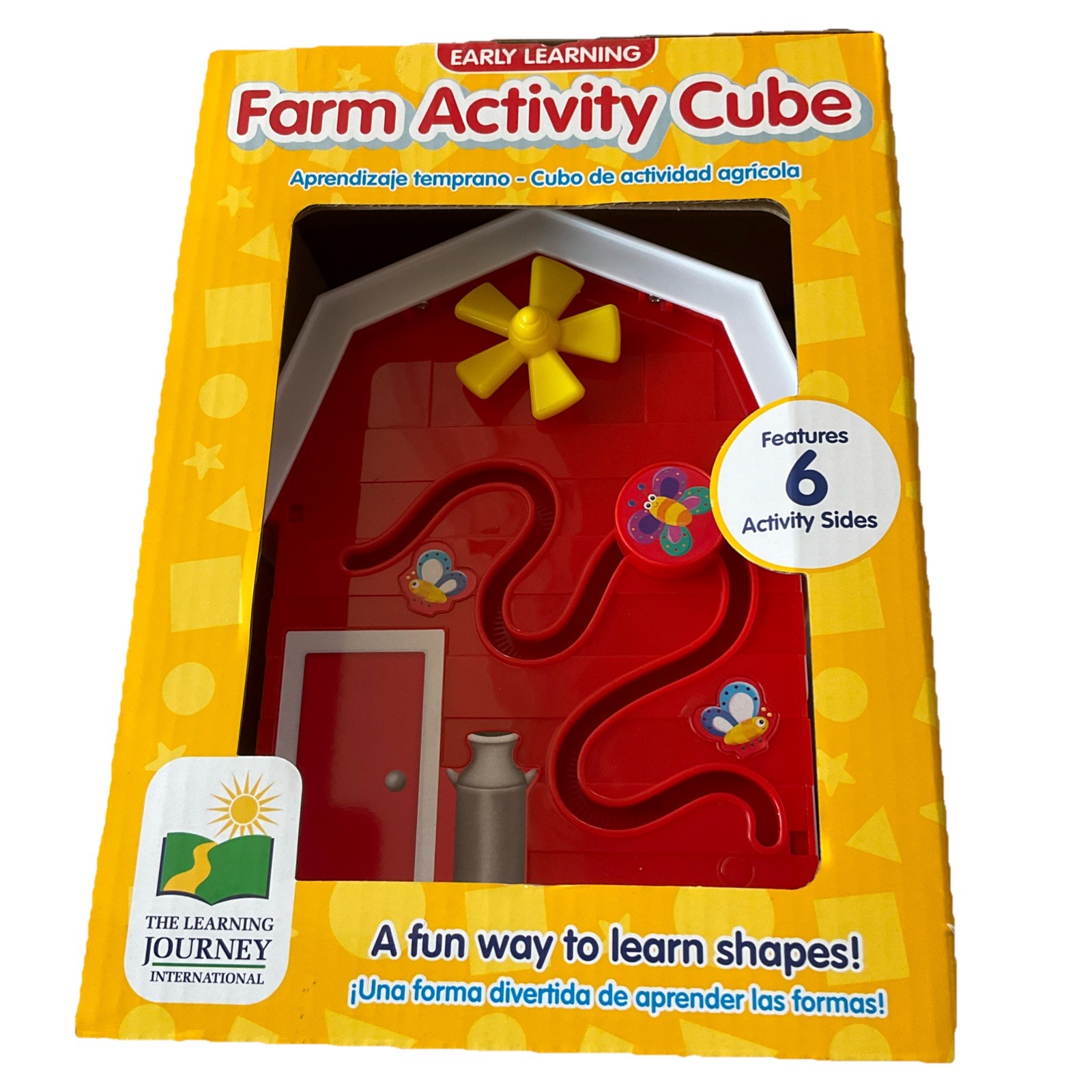 Early Learning Farm Activity Cube Ages 1-3 Letters & Shapes 6 Activity Sides New
