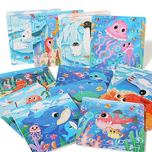 GRINNNIE Wooden Puzzle for Toddlers 3 4 5 Years Old, 12 PCS Jigsaw Standard