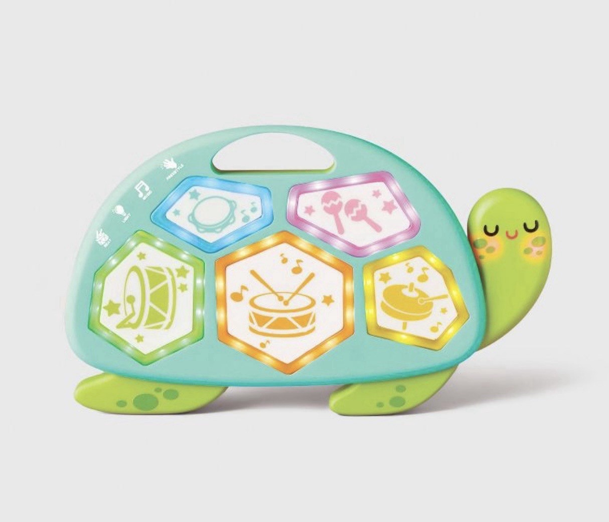 Gigglescape Electronic Turtle Drum Musical Toy Lights Up Ages 2+ Multicolor