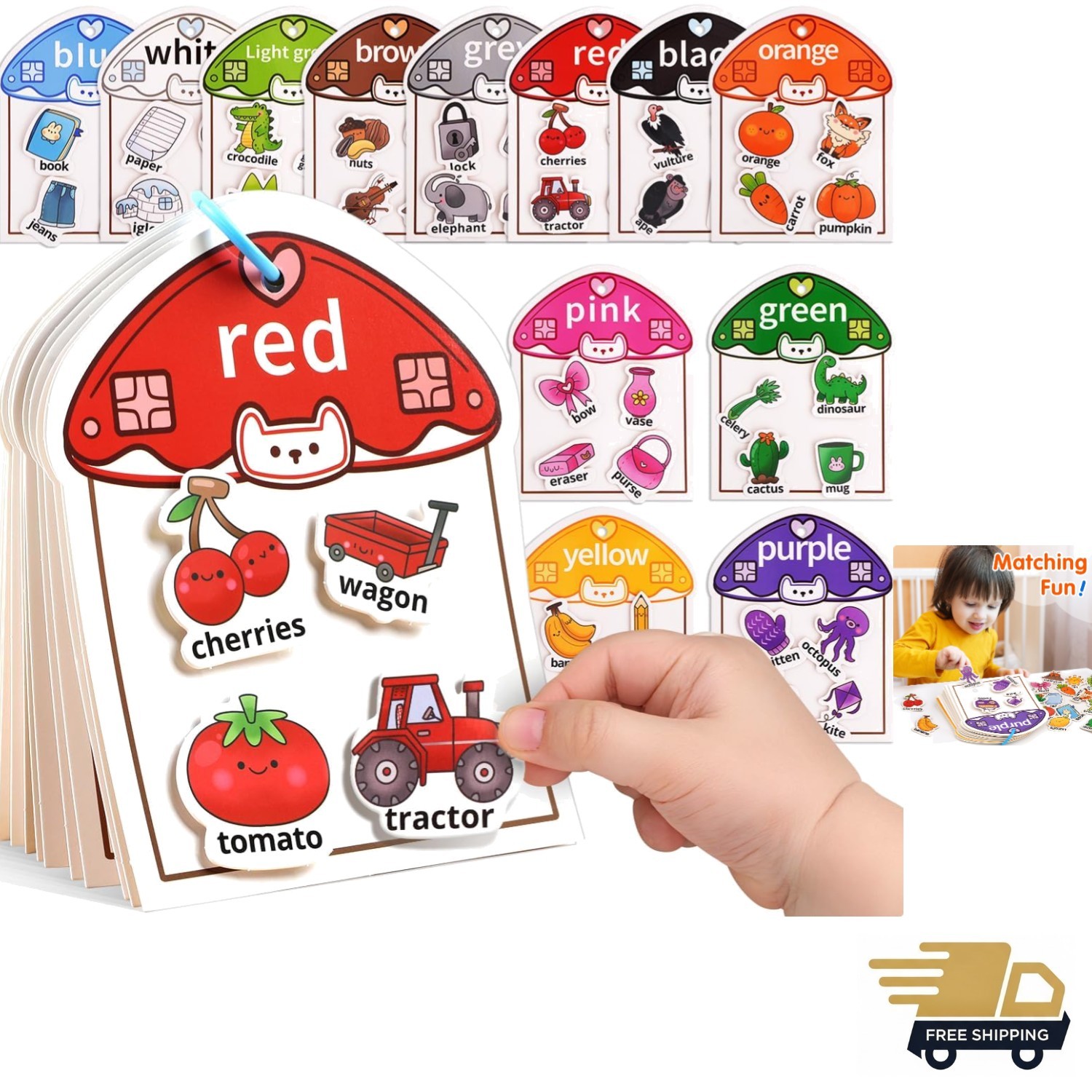 Color Sorting Montessori Busy Book Toys for Toddler Learning & Development