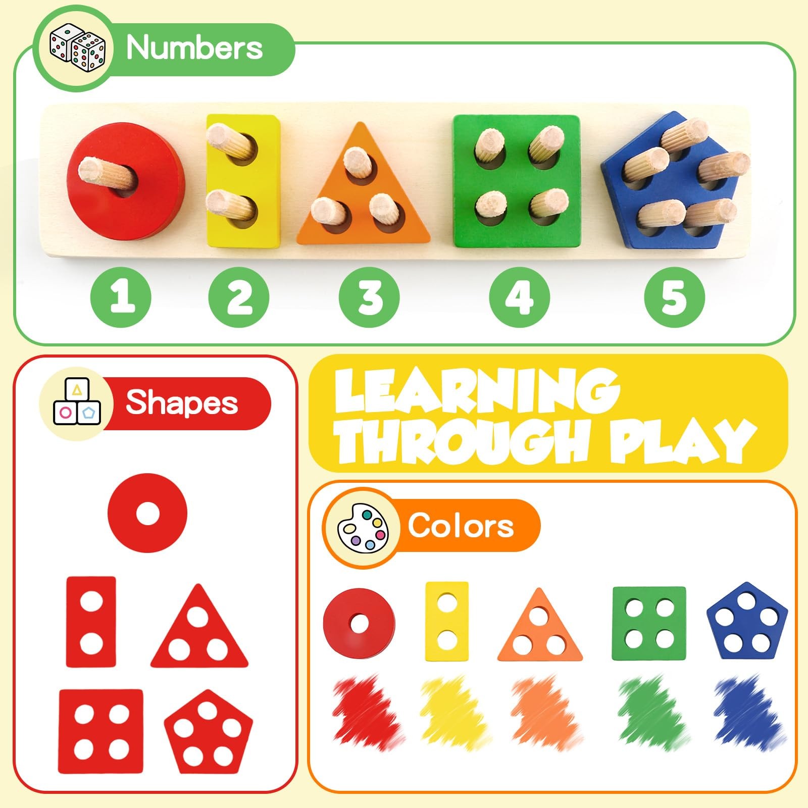 Montessori Toys for 1 2 3 Year Old Girls Boys, Wooden Sensory Toys for 13 Yea…