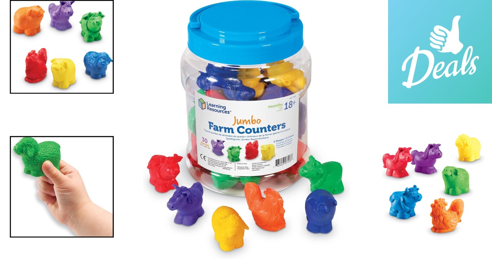 Multi-Color Jumbo Farm Counters – 30 Piece Educational Toy for Imaginative Play