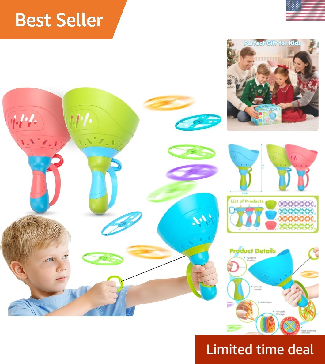 Outdoor Toys for Kids Ages 4-8, 3 Packs Flying Catching Game, Outside Manual …