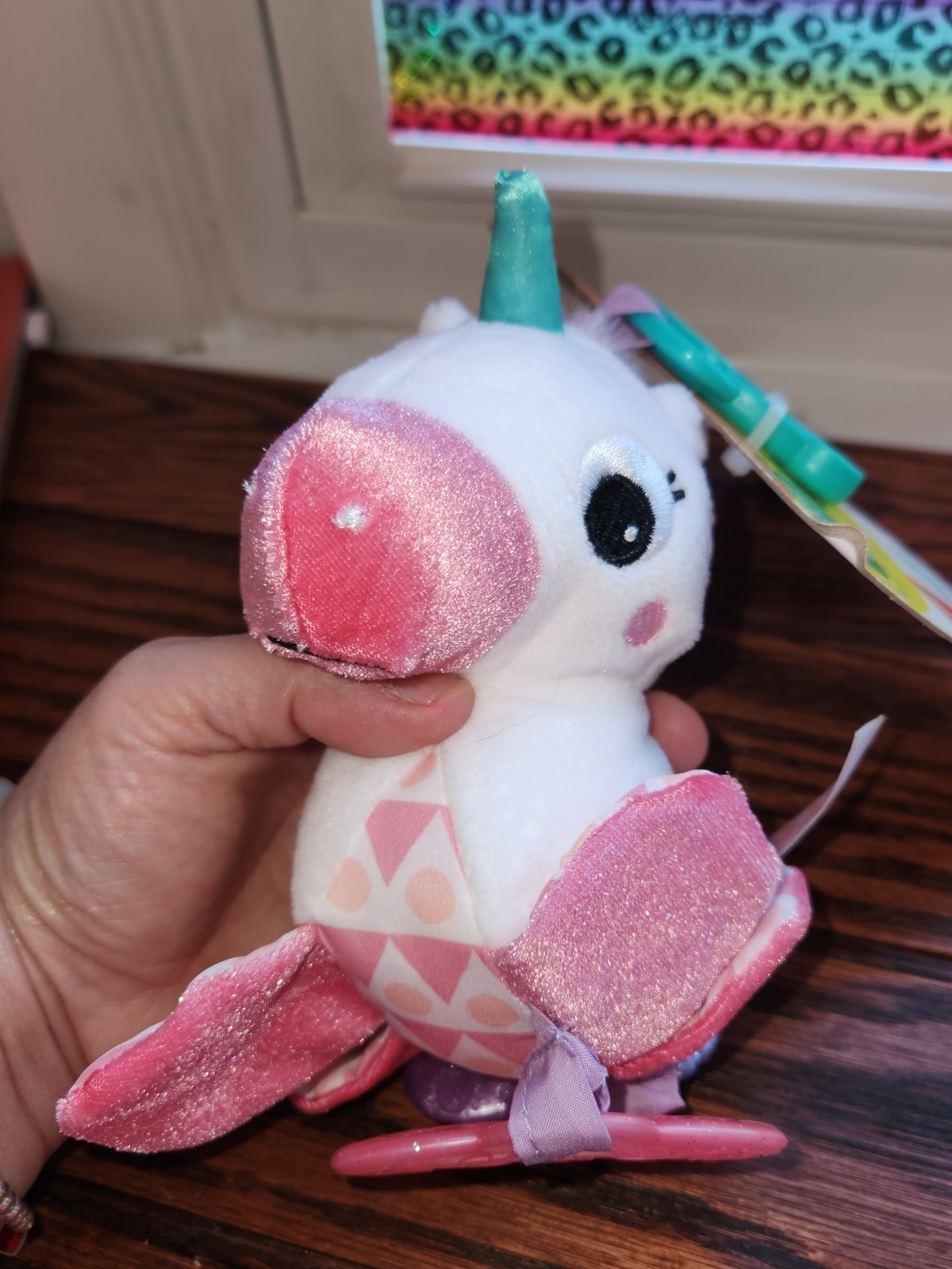 Bright Starts Sparkle & Shine Unicorn Rattle Teether On-the-GO Toy NWT