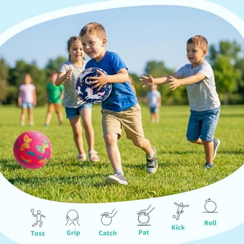 Set of 2 Cartoon Playground Balls for Toddlers 8.5″ – Blue + Pink – Size 3 8.5″