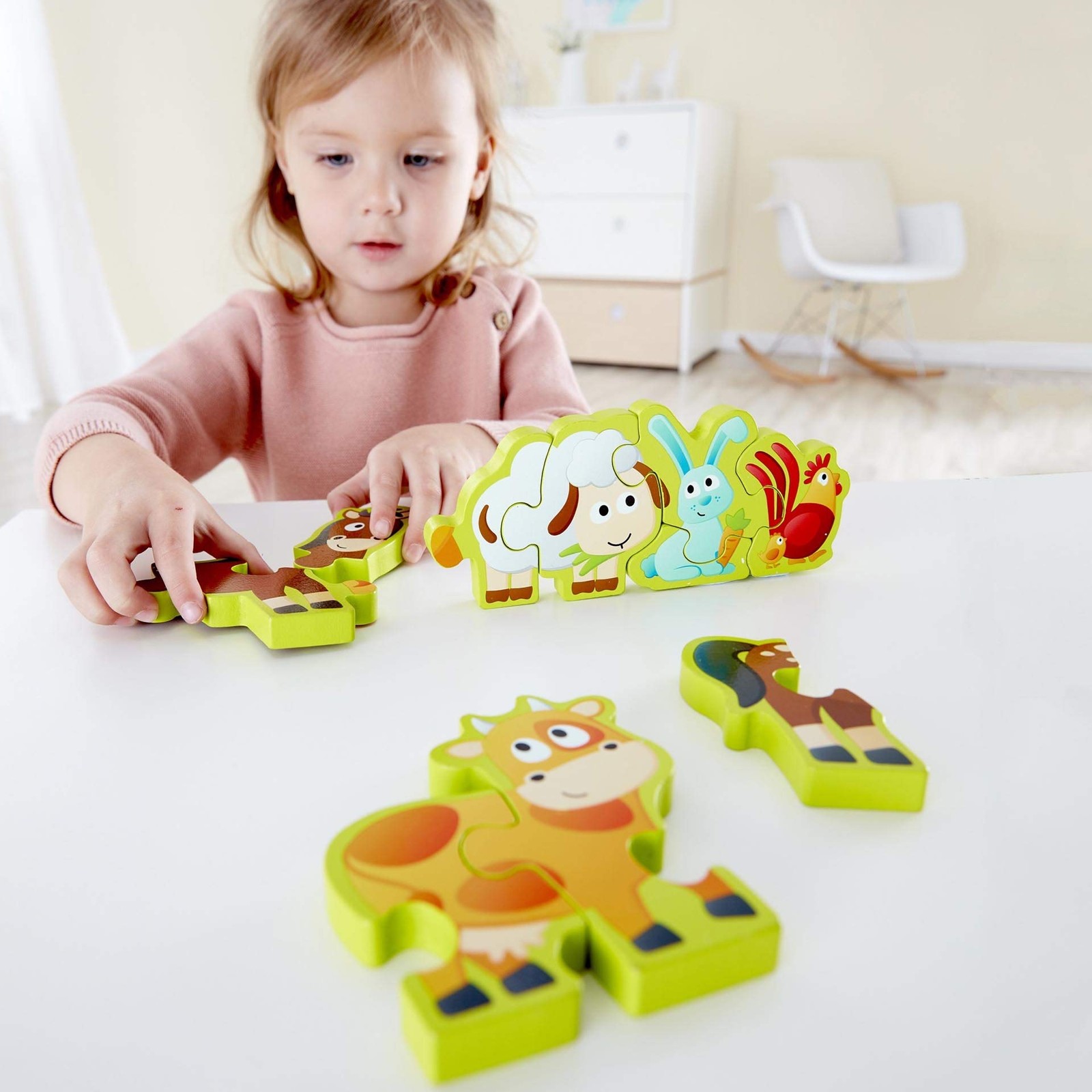 Multi Colored Wooden Learning Puzzle With Numbers Animals For Toddlers