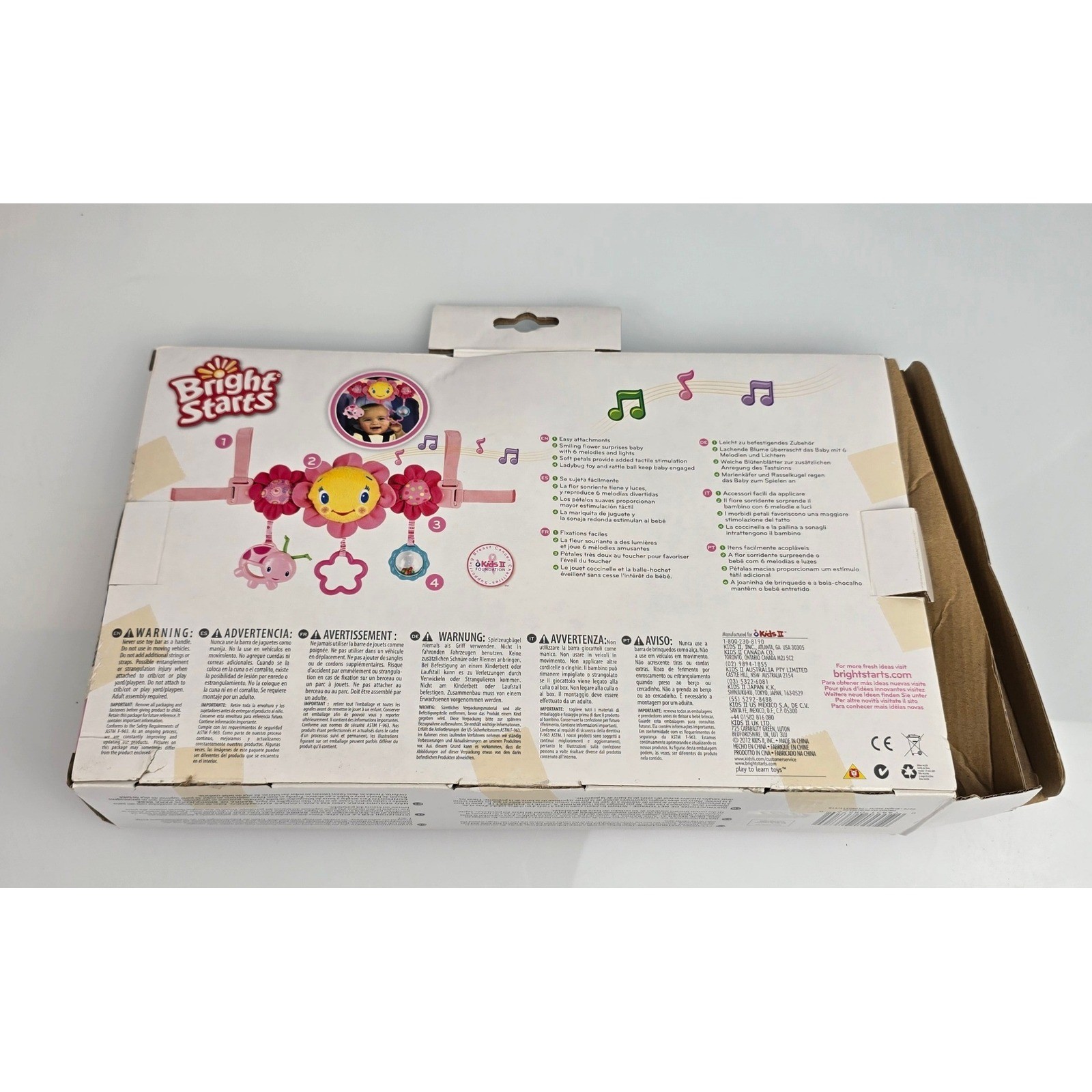Bright Starts Pretty in Pink Carrier Baby Toy Bar Musical Lights Sun Flower Y2K