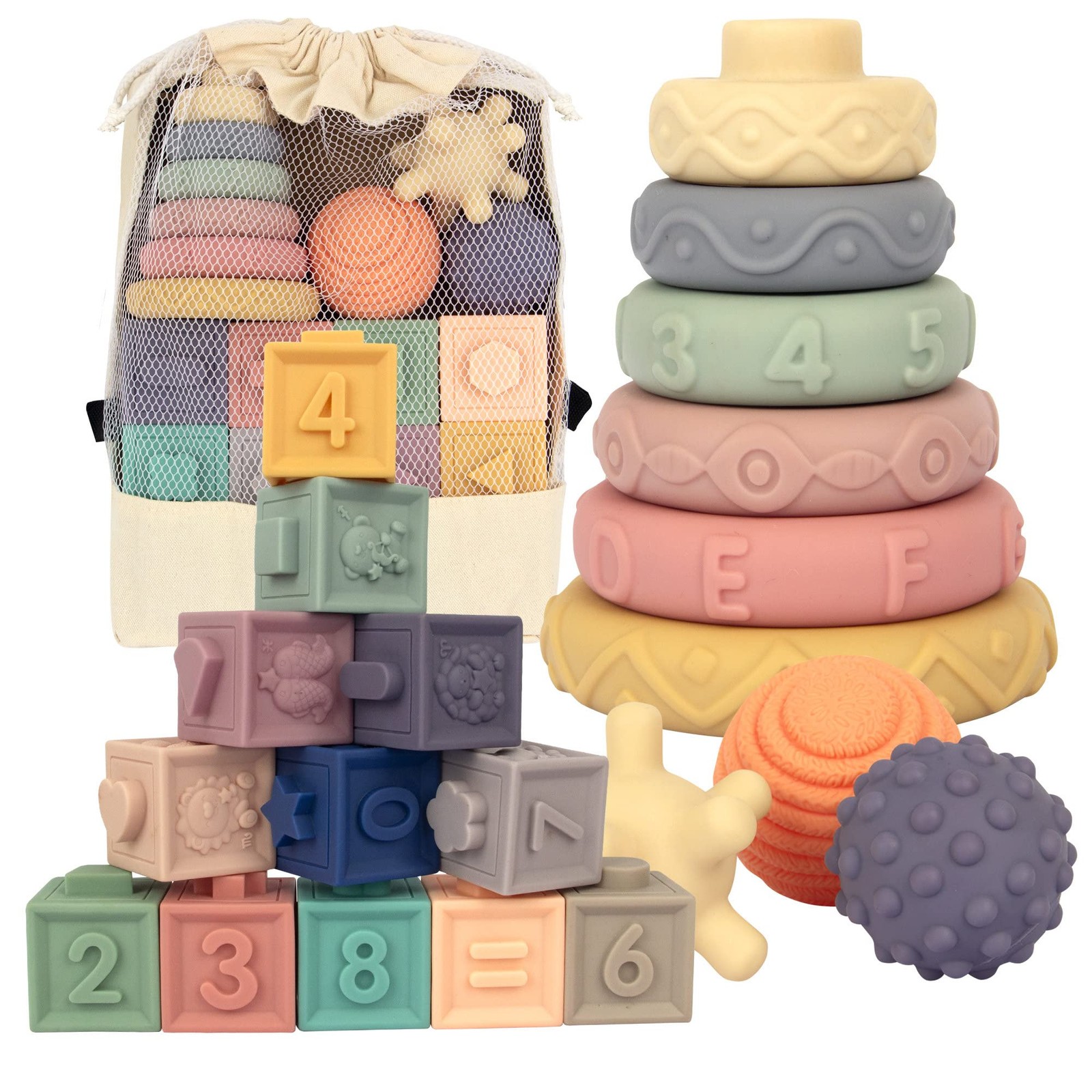 21PCS Montessori Toys for Babies,Teething Babies Medium, Multicolor